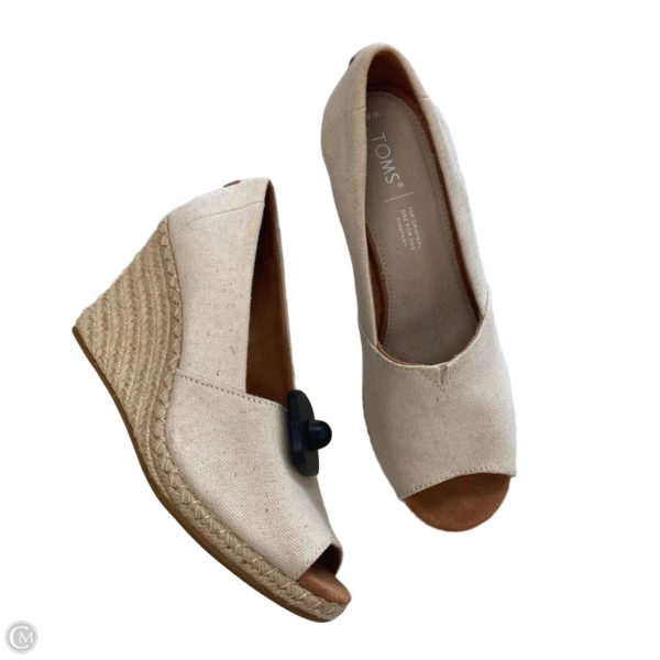 Sandals Heels Wedge By Toms In Cream, Size: 8.5 Online Hot Sale