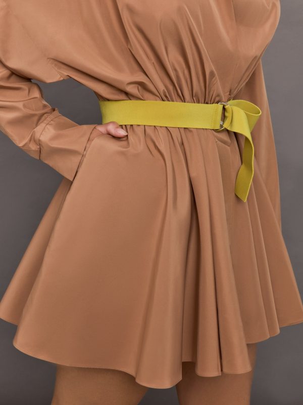 Super Oversized BF NK Shirt Flared Mini Dress - Cappuccino Online - Image 5