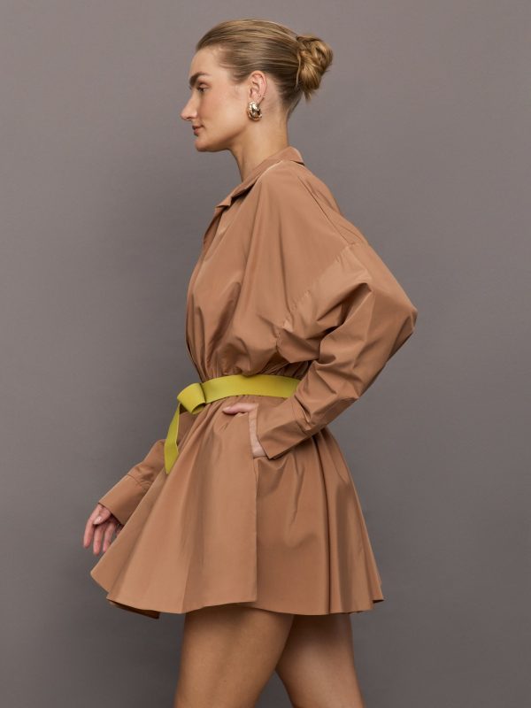 Super Oversized BF NK Shirt Flared Mini Dress - Cappuccino Online - Image 3